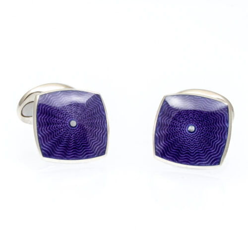 Silver purple enamel cufflinks