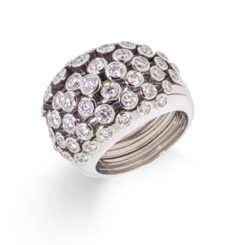 18ct white gold diamond dome ring