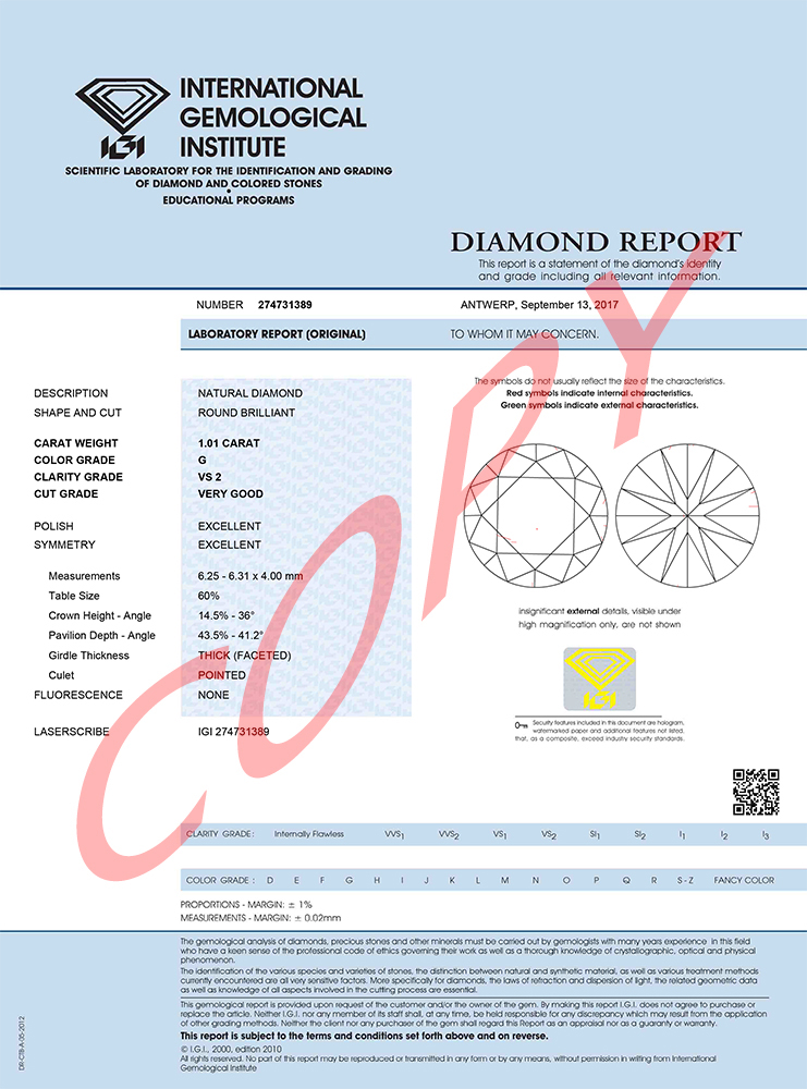 Copy diamond certificate