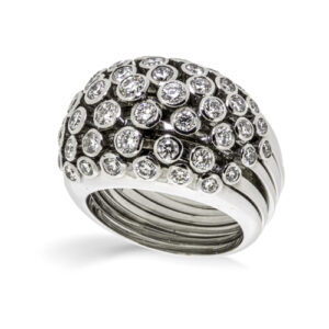 Diamond rings button White gold Diamond set Dome ring,