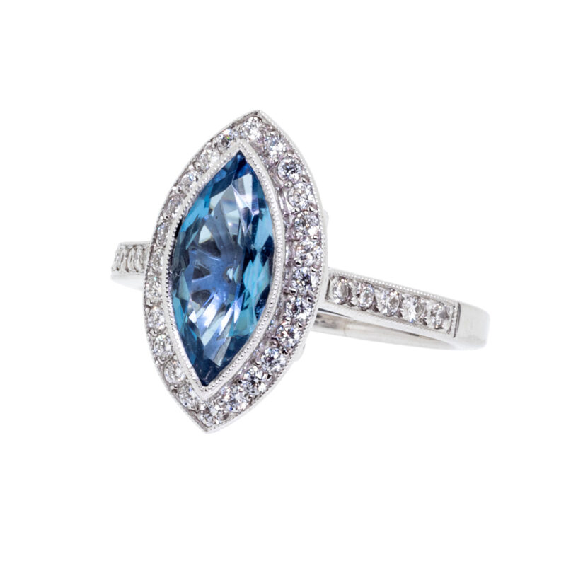 Aquamarine and Diamond Ring