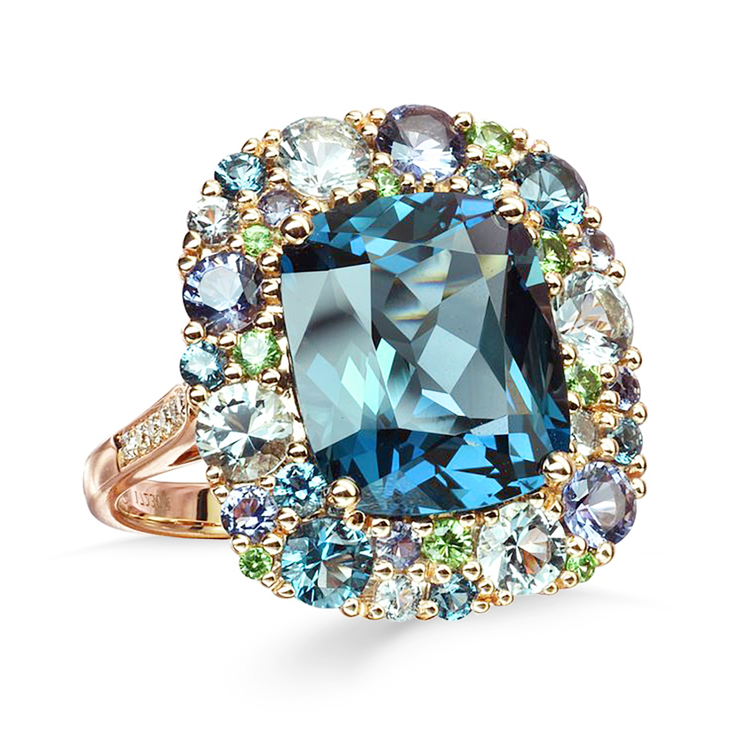 Topaz Langlois-ring blue Topaz multi stone cluster ring by Isabelle Langlois