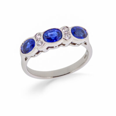 platinum sapphire and diamond eternity ring