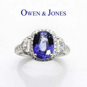 owen and jones button Sapphire and diamond ring