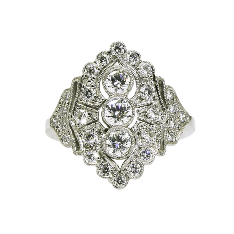 Platinum Diamond Art Deco Style Ring