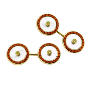 yellow diamond mother of pearl yellow diamond cufflinks