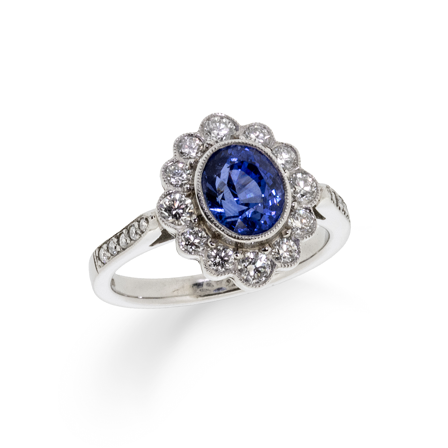 Sapphire cluster ring sapphire diamond oval cluster ring