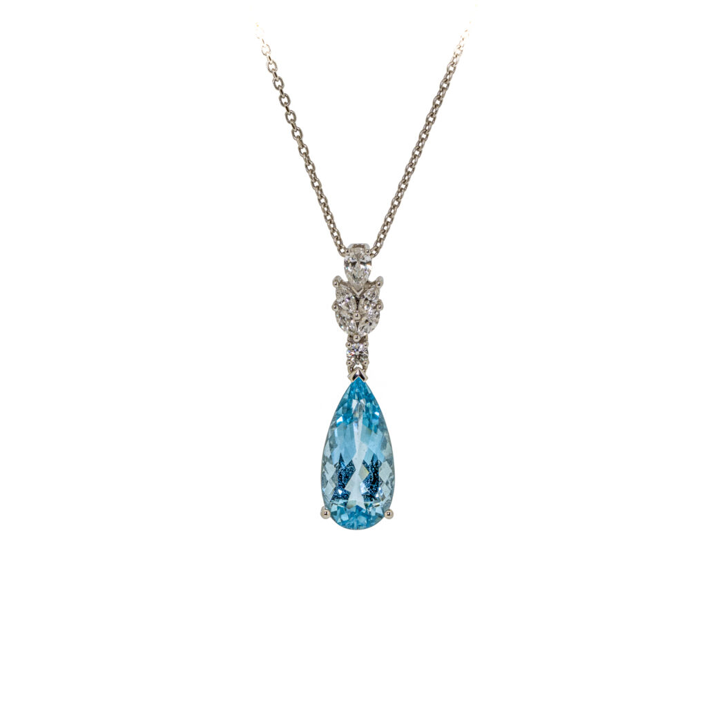 Aquamarine and diamond pendant owen and jones hungerford