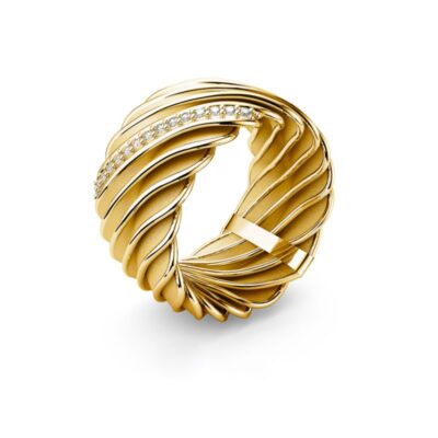 18ct yellow gold Modern Waves ring | Luxurious gold ring from Owen and Jones Hungerford