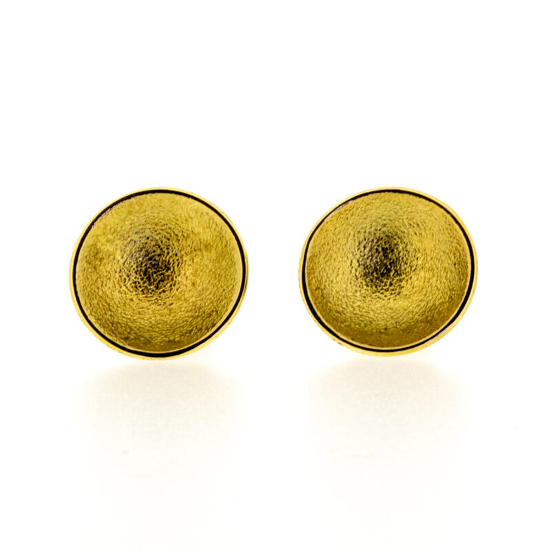 concave, 18ct gold, disc handmade, earrings, owen and jones, hungerford,