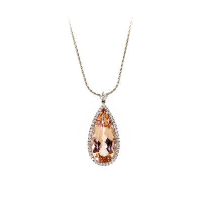 Rose gold morganite pendant from Owen and Jones Hungerford