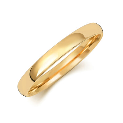 A womans wedding band, A ladies 18ct yellow gold 2.5mm court wedding band