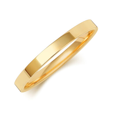 A ladies 18ct yellow gold 2mm flat court wedding band