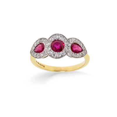 Elegant ruby and diamond dress ring by Owen & Jones Hungerford