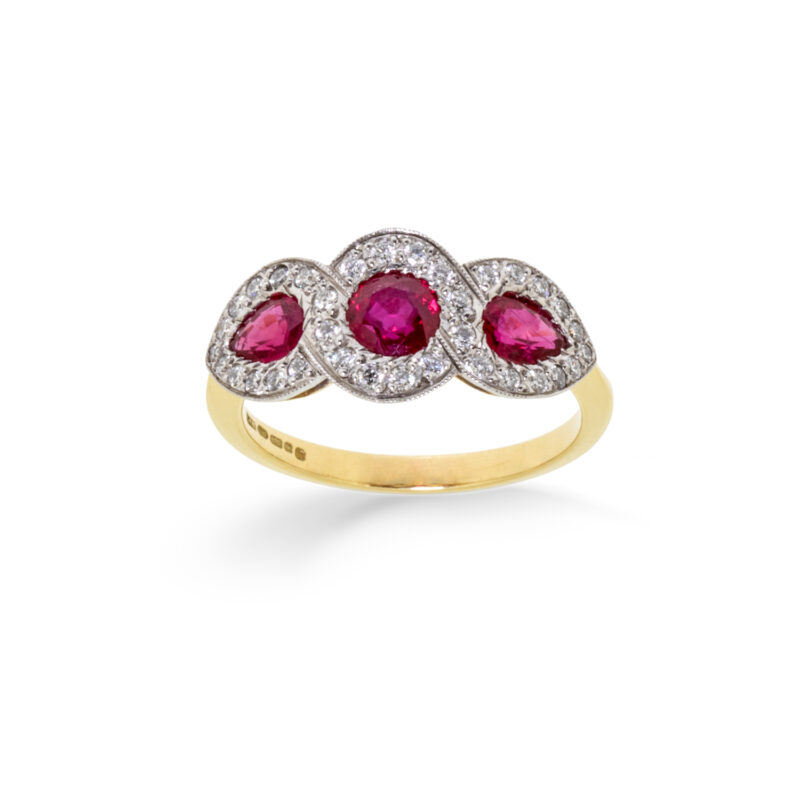 Elegant ruby and diamond dress ring by Owen & Jones Hungerford