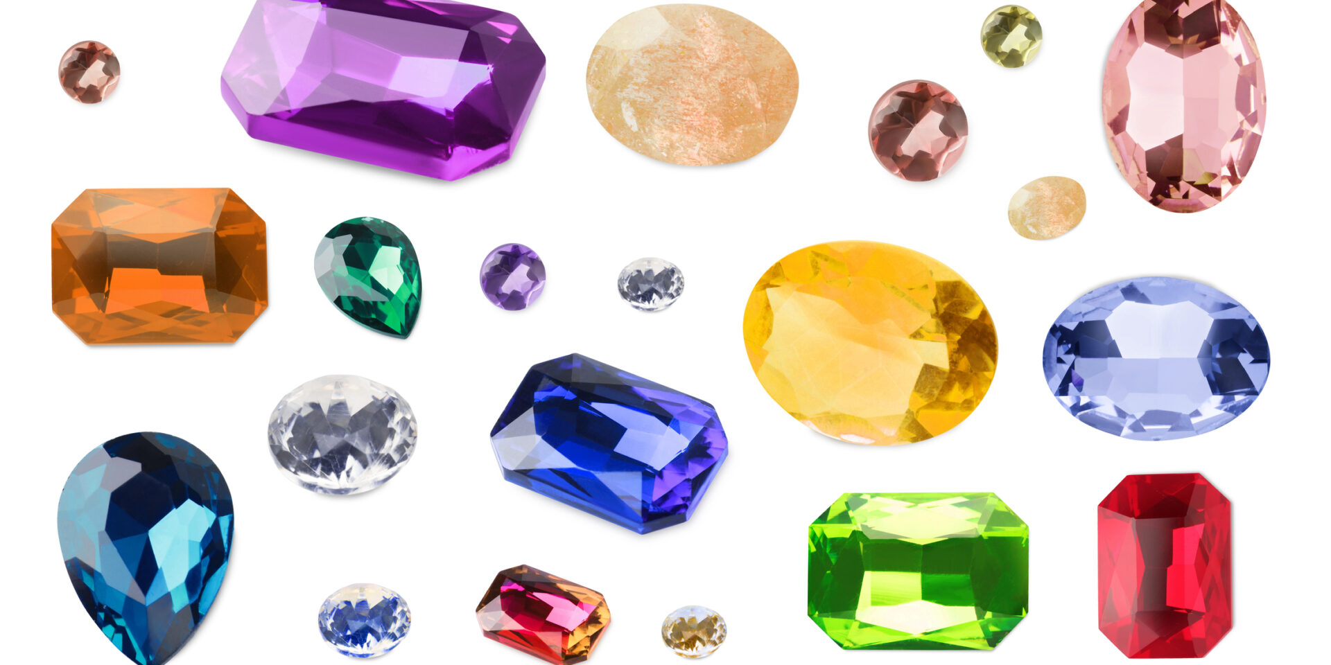 Assorted gemstones displaying unique colours and meanings from Owen & Jones jewellery collection