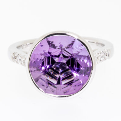 Amethyst, diamond, white gold, rub-over, owen and jones, hungerford 12400044