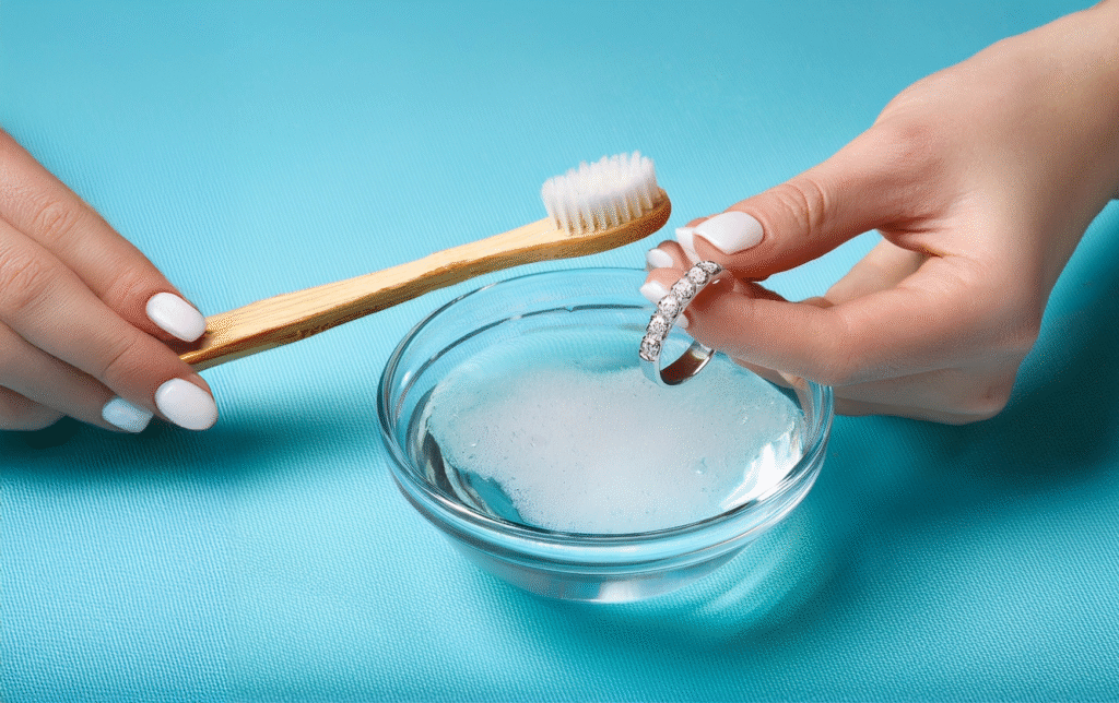 Gently brushing a diamond ring