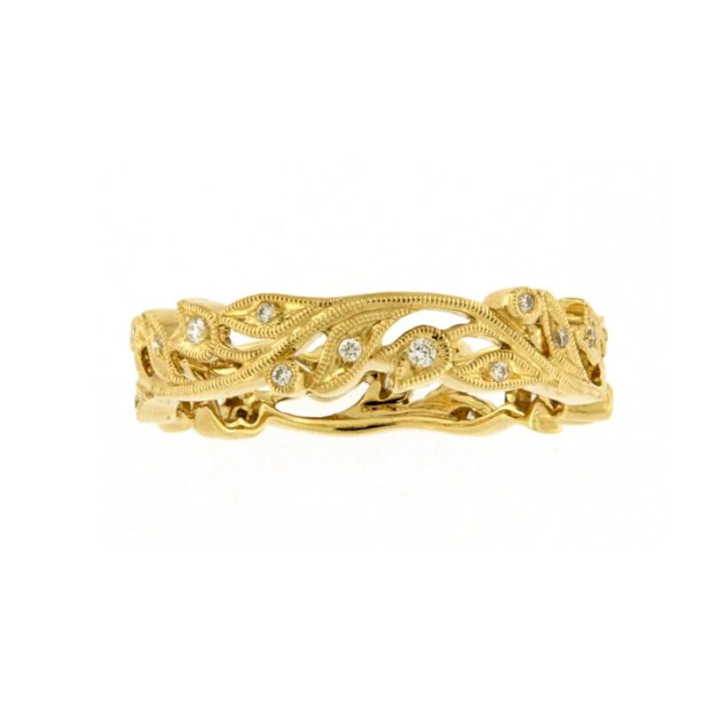 18ct gold, floral, tulip, diamond, dress ring owen and jones, hungerford