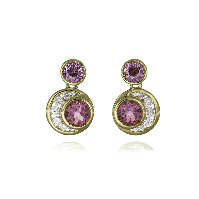 Sapphire, Tourmaline and Diamond earrings