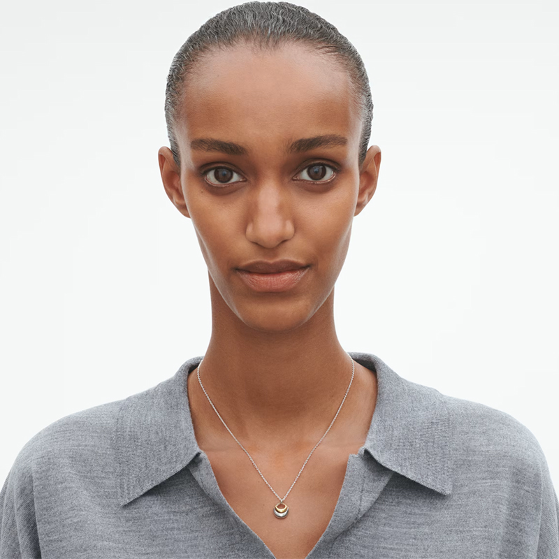 Silver and 18ct gold curve pendant by Georg Jensen at Owen & Jones