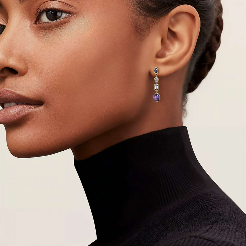 Tanzanite, Amethyst and Iolite earrings